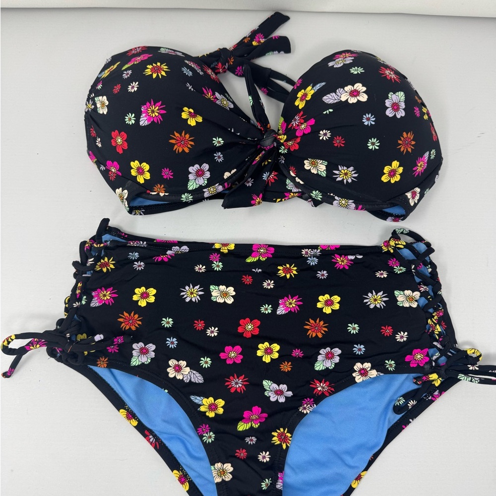 California Waves Black Floral Women’s Bikini